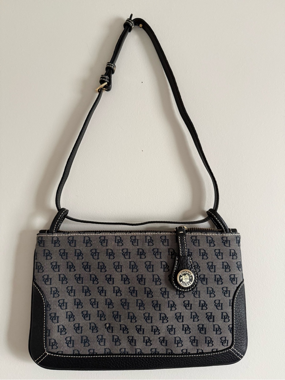 Dooney & Bourke Gray and Black Monogram Shoulder Bag - Picture 6 of 8